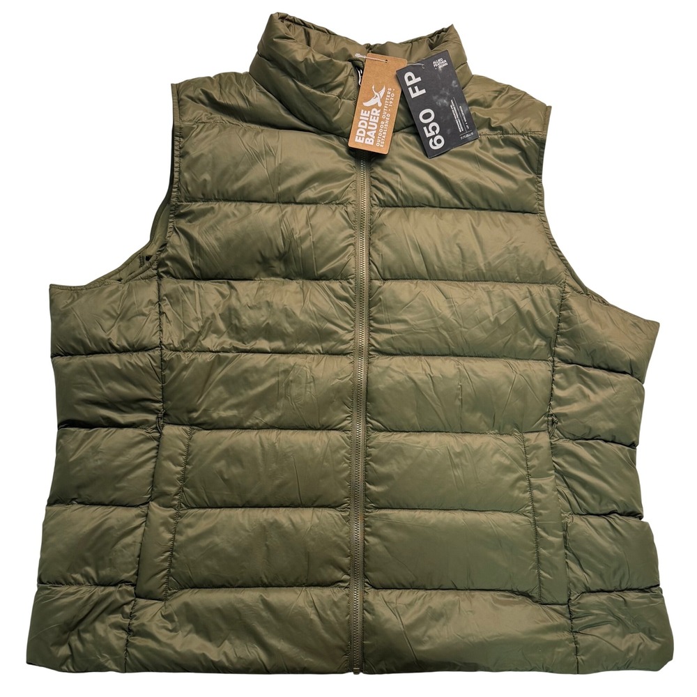 Eddie Bauer CirrusLite Down Vest Women 2XLT Alder Green 650 Fill NEW